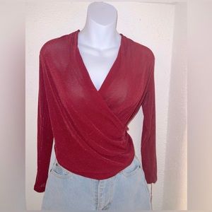 Red body wrap blouse